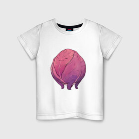 Детская футболка хлопок с принтом Фиолетовая капуста в Санкт-Петербурге, 100% хлопок | круглый вырез горловины, полуприлегающий силуэт, длина до линии бедер | арт | капуста | краснокочанная капуста | мило | милота | овощ | рисунок | свежий овощ | свежий продукт | фиолетовая капуста