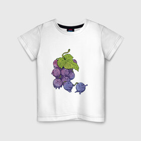 Детская футболка хлопок с принтом Виноградинки в Санкт-Петербурге, 100% хлопок | круглый вырез горловины, полуприлегающий силуэт, длина до линии бедер | арт | веточка винограда | виноград | виноградинки | мило | милота | рисунок | свежая ягода | свежие ягоды | свежий продукт | синий виноград | ягода | ягоды