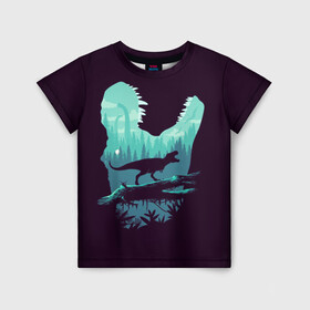 Детская футболка 3D с принтом T-Rex в Санкт-Петербурге, 100% гипоаллергенный полиэфир | прямой крой, круглый вырез горловины, длина до линии бедер, чуть спущенное плечо, ткань немного тянется | вертикальная | ветка | дерево | динозавр | животные | иллюстрация | картинка | клыки | креатив | лес | листья | образ | природа | темная | тираннозавр | тирекс | фильмы | хищник | челюсть | юрский период