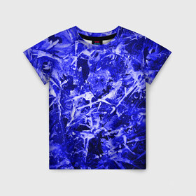 Детская футболка 3D с принтом Dark Blue Gan в Санкт-Петербурге, 100% гипоаллергенный полиэфир | прямой крой, круглый вырез горловины, длина до линии бедер, чуть спущенное плечо, ткань немного тянется | Тематика изображения на принте: abstraction | blue | frost | frozen | ice | shine | surface | texture | абстракция | блеск | замерзший | лед | мороз | поверхность | синий | текстура