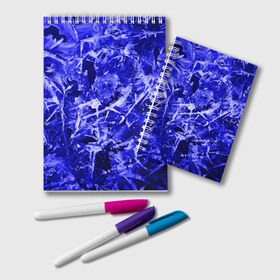 Блокнот с принтом Dark Blue Gan в Санкт-Петербурге, 100% бумага | 48 листов, плотность листов — 60 г/м2, плотность картонной обложки — 250 г/м2. Листы скреплены удобной пружинной спиралью. Цвет линий — светло-серый
 | abstraction | blue | frost | frozen | ice | shine | surface | texture | абстракция | блеск | замерзший | лед | мороз | поверхность | синий | текстура