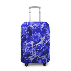 Чехол для чемодана 3D с принтом Dark Blue Gan в Санкт-Петербурге, 86% полиэфир, 14% спандекс | двустороннее нанесение принта, прорези для ручек и колес | abstraction | blue | frost | frozen | ice | shine | surface | texture | абстракция | блеск | замерзший | лед | мороз | поверхность | синий | текстура