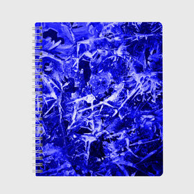 Тетрадь с принтом Dark Blue Gan в Санкт-Петербурге, 100% бумага | 48 листов, плотность листов — 60 г/м2, плотность картонной обложки — 250 г/м2. Листы скреплены сбоку удобной пружинной спиралью. Уголки страниц и обложки скругленные. Цвет линий — светло-серый
 | abstraction | blue | frost | frozen | ice | shine | surface | texture | абстракция | блеск | замерзший | лед | мороз | поверхность | синий | текстура
