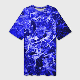 Платье-футболка 3D с принтом Dark Blue Gan в Санкт-Петербурге,  |  | abstraction | blue | frost | frozen | ice | shine | surface | texture | абстракция | блеск | замерзший | лед | мороз | поверхность | синий | текстура