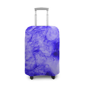 Чехол для чемодана 3D с принтом Ice-$$$ в Санкт-Петербурге, 86% полиэфир, 14% спандекс | двустороннее нанесение принта, прорези для ручек и колес | abstraction | blue | cracks | frozen | ice | lines | patterns | shapes | texture | абстракция | замерзший | лед | линии | синий | текстура | трещины | узоры | формы