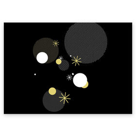 Поздравительная открытка с принтом Геометрия в Санкт-Петербурге, 100% бумага | плотность бумаги 280 г/м2, матовая, на обратной стороне линовка и место для марки
 | абстракция | белый | геометрия | звезда | круг | модный | текстура | тренд | черный