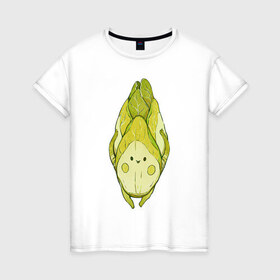 Женская футболка хлопок с принтом Цикорий в Санкт-Петербурге, 100% хлопок | прямой крой, круглый вырез горловины, длина до линии бедер, слегка спущенное плечо | арт | мило | милота | овощ | овощи | рисунок | свежие овощи | свежий овощ | свежий продукт | цикорий