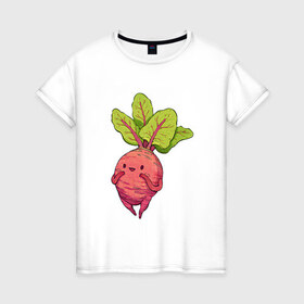 Женская футболка хлопок с принтом Свекла в Санкт-Петербурге, 100% хлопок | прямой крой, круглый вырез горловины, длина до линии бедер, слегка спущенное плечо | арт | мило | милота | овощ | овощи | рисунок | свежие овощи | свежий овощ | свежий продукт | свекла