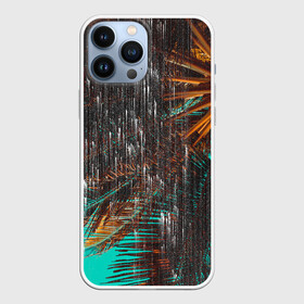 Чехол для iPhone 13 Pro Max с принтом Palm glitch art в Санкт-Петербурге,  |  | Тематика изображения на принте: art | astraction | glitch | palm | sky | абстракция | арт | ветки | глитч | листья | небо | пальмы