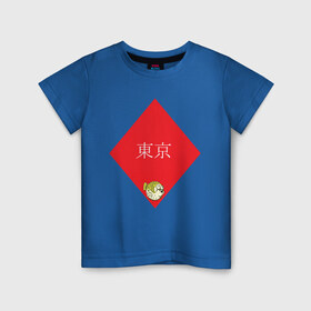 Детская футболка хлопок с принтом Японская фугу в Санкт-Петербурге, 100% хлопок | круглый вырез горловины, полуприлегающий силуэт, длина до линии бедер | надпись | ромб | рыба | токио | фугу | японское
