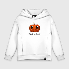 Детское худи Oversize хлопок с принтом Halloween pumpkin в Санкт-Петербурге, френч-терри — 70% хлопок, 30% полиэстер. Мягкий теплый начес внутри —100% хлопок | боковые карманы, эластичные манжеты и нижняя кромка, капюшон на магнитной кнопке | halloween | pumpkin | trick or treat | кошелек или жизнь | подарок на хэллуин | тыква