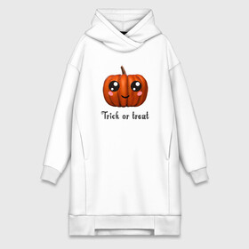 Платье-худи хлопок с принтом Halloween pumpkin в Санкт-Петербурге,  |  | halloween | pumpkin | trick or treat | кошелек или жизнь | подарок на хэллуин | тыква