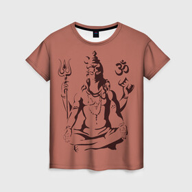 Женская футболка 3D с принтом Бог Шива в Санкт-Петербурге, 100% полиэфир ( синтетическое хлопкоподобное полотно) | прямой крой, круглый вырез горловины, длина до линии бедер | бог шива. | духовность | иероглифы | индийские боги | индуистское божество