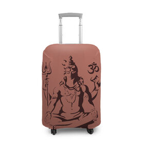 Чехол для чемодана 3D с принтом Бог Шива в Санкт-Петербурге, 86% полиэфир, 14% спандекс | двустороннее нанесение принта, прорези для ручек и колес | бог шива. | духовность | иероглифы | индийские боги | индуистское божество