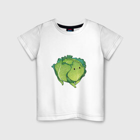 Детская футболка хлопок с принтом Симпатичная капуста в Санкт-Петербурге, 100% хлопок | круглый вырез горловины, полуприлегающий силуэт, длина до линии бедер | Тематика изображения на принте: арт | капуста | милая капуста | мило | милота | овощ | овощи | рисунок | свежие овощи | свежий овощ | свежий продукт