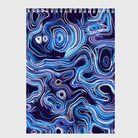 Скетчбук с принтом Синие линии в Санкт-Петербурге, 100% бумага
 | 48 листов, плотность листов — 100 г/м2, плотность картонной обложки — 250 г/м2. Листы скреплены сверху удобной пружинной спиралью | abstract | flow | lines | paint | space | абстракция | движение | космос | краска | линии | пятна | синий | течение | фиолетовый