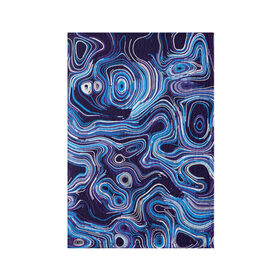 Обложка для паспорта матовая кожа с принтом Синие линии в Санкт-Петербурге, натуральная матовая кожа | размер 19,3 х 13,7 см; прозрачные пластиковые крепления | abstract | flow | lines | paint | space | абстракция | движение | космос | краска | линии | пятна | синий | течение | фиолетовый