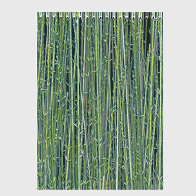 Скетчбук с принтом Зеленый бамбук в Санкт-Петербурге, 100% бумага
 | 48 листов, плотность листов — 100 г/м2, плотность картонной обложки — 250 г/м2. Листы скреплены сверху удобной пружинной спиралью | bamboo | forest | stripes | бамбук | заросли | лес | листья | полосы | растения
