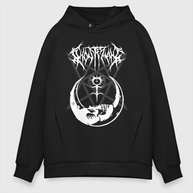 Мужское худи Oversize хлопок с принтом GHOSTEMANE в Санкт-Петербурге, френч-терри — 70% хлопок, 30% полиэстер. Мягкий теплый начес внутри —100% хлопок | боковые карманы, эластичные манжеты и нижняя кромка, капюшон на магнитной кнопке | america | eric whitney | ghostemane | glitch | trash | usa | америка | глитч | сша | треш