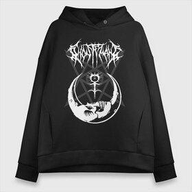 Женское худи Oversize хлопок с принтом GHOSTEMANE в Санкт-Петербурге, френч-терри — 70% хлопок, 30% полиэстер. Мягкий теплый начес внутри —100% хлопок | боковые карманы, эластичные манжеты и нижняя кромка, капюшон на магнитной кнопке | america | eric whitney | ghostemane | glitch | trash | usa | америка | глитч | сша | треш