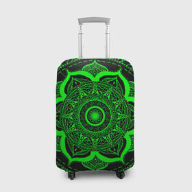 Чехол для чемодана 3D с принтом Mandala  в Санкт-Петербурге, 86% полиэфир, 14% спандекс | двустороннее нанесение принта, прорези для ручек и колес | abstraction | light green | mandala | pattern | shape | tangled | texture | абстракция | запутанный | салатовый | текстура | узор | формы