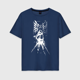 Женская футболка хлопок Oversize с принтом Атака на титанов в Санкт-Петербурге, 100% хлопок | свободный крой, круглый ворот, спущенный рукав, длина до линии бедер
 | 