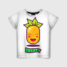 Детская футболка 3D с принтом Fruity в Санкт-Петербурге, 100% гипоаллергенный полиэфир | прямой крой, круглый вырез горловины, длина до линии бедер, чуть спущенное плечо, ткань немного тянется | fruit | ананас | вкусно | сладость | фрукты