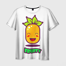 Мужская футболка 3D с принтом Fruity в Санкт-Петербурге, 100% полиэфир | прямой крой, круглый вырез горловины, длина до линии бедер | fruit | ананас | вкусно | сладость | фрукты