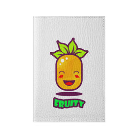 Обложка для паспорта матовая кожа с принтом Fruity в Санкт-Петербурге, натуральная матовая кожа | размер 19,3 х 13,7 см; прозрачные пластиковые крепления | fruit | ананас | вкусно | сладость | фрукты
