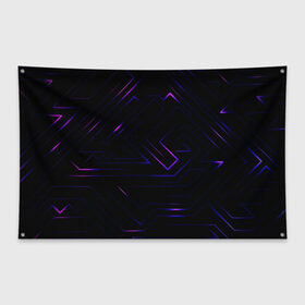 Флаг-баннер с принтом Неоновая абстракция в Санкт-Петербурге, 100% полиэстер | размер 67 х 109 см, плотность ткани — 95 г/м2; по краям флага есть четыре люверса для крепления | линии | неон | неоновая абстракция | неоновые полосы | неоновый свет