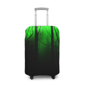 Чехол для чемодана 3D с принтом G-loomy в Санкт-Петербурге, 86% полиэфир, 14% спандекс | двустороннее нанесение принта, прорези для ручек и колес | fog | forest | gloomy | green fog | night | radiation | trees | деревья | зеленый туман | лес | мрачный | ночь | радиация | туман