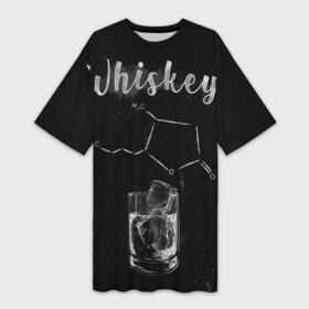 Платье-футболка 3D с принтом Формула Виски в Санкт-Петербурге,  |  | 2020 | alcohol | whiskey | вискарь | виски | кола | лед | спирт | стакан | формула | химия