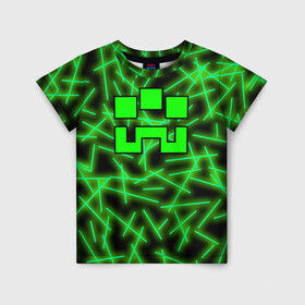Детская футболка 3D с принтом Minecraft creeper в Санкт-Петербурге, 100% гипоаллергенный полиэфир | прямой крой, круглый вырез горловины, длина до линии бедер, чуть спущенное плечо, ткань немного тянется | alex | blox | creeper | dungeons | logo game | pixel | steve | алекс | герои | голем | детям | зомби | квадраты | кислотный | крипер | куб | логотипы игр | майнкрафт | мальчикам | мобы | неоновый | персонажи | пиксель