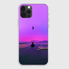 Чехол для iPhone 12 Pro Max с принтом ALONE в Санкт-Петербурге, Силикон |  | Тематика изображения на принте: луна | месяц | море | необычное | неон | океан | популярное | прикольное | умиротворение | человек