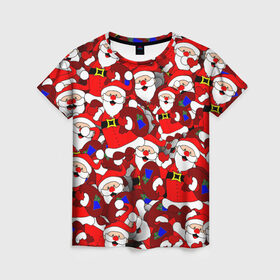 Женская футболка 3D с принтом Русский Санта Клаус в Санкт-Петербурге, 100% полиэфир ( синтетическое хлопкоподобное полотно) | прямой крой, круглый вырез горловины, длина до линии бедер | арт | герой ссср | дед мороз | мультфильм ссср | мультфильмы ссср | новый год | рисунок | рождество | санта клаус