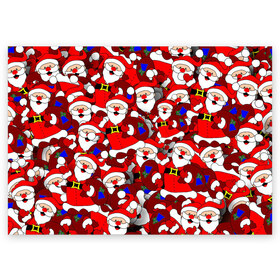Поздравительная открытка с принтом Русский Санта Клаус в Санкт-Петербурге, 100% бумага | плотность бумаги 280 г/м2, матовая, на обратной стороне линовка и место для марки
 | Тематика изображения на принте: арт | герой ссср | дед мороз | мультфильм ссср | мультфильмы ссср | новый год | рисунок | рождество | санта клаус