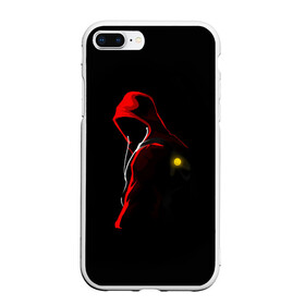 Чехол для iPhone 7Plus/8 Plus матовый с принтом RED MAN в Санкт-Петербурге, Силикон | Область печати: задняя сторона чехла, без боковых панелей | контраст | наушники | необычное | неон | прикольное | смайл