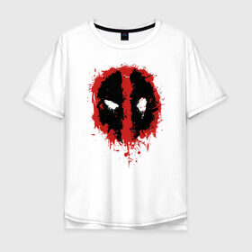 Мужская футболка хлопок Oversize с принтом Deadpool logo в Санкт-Петербурге, 100% хлопок | свободный крой, круглый ворот, “спинка” длиннее передней части | deadpool | logo | marvel | mutant | vdshardan | wade wilson | болтливый наемник | вэйд вилсон | дадпул | дедпул | дэдпул | дэтпул | комиксы | логотип | марвел | мутант | супергерой | уэйд уилсон