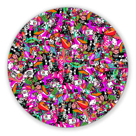 Коврик для мышки круглый с принтом $-tickers в Санкт-Петербурге, резина и полиэстер | круглая форма, изображение наносится на всю лицевую часть | abstraction | background | colorful | jdm | sticker | stickers | style | texture | абстракция | наклейки | разноцветный | стикер | стиль | текстура | фон
