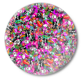 Значок с принтом $-tickers в Санкт-Петербурге,  металл | круглая форма, металлическая застежка в виде булавки | abstraction | background | colorful | jdm | sticker | stickers | style | texture | абстракция | наклейки | разноцветный | стикер | стиль | текстура | фон