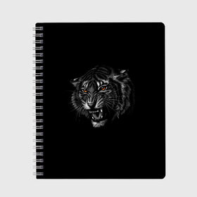 Тетрадь с принтом Тигр в Санкт-Петербурге, 100% бумага | 48 листов, плотность листов — 60 г/м2, плотность картонной обложки — 250 г/м2. Листы скреплены сбоку удобной пружинной спиралью. Уголки страниц и обложки скругленные. Цвет линий — светло-серый
 | Тематика изображения на принте: животные | звери | оскал тигра | тигр | хищник