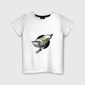 Детская футболка хлопок с принтом Опасная стрижка в Санкт-Петербурге, 100% хлопок | круглый вырез горловины, полуприлегающий силуэт, длина до линии бедер | арт | бомба | машинка для стрижки волос | ракета | рисунок