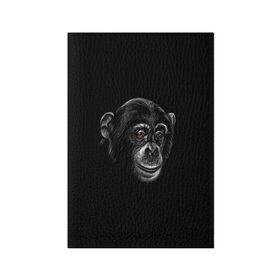 Обложка для паспорта матовая кожа с принтом Обезьяна в Санкт-Петербурге, натуральная матовая кожа | размер 19,3 х 13,7 см; прозрачные пластиковые крепления | животные | обезьяна | обезьяны | приматы | шимпанзе