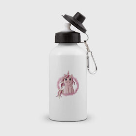 Бутылка спортивная с принтом Розовый единорог в Санкт-Петербурге, металл | емкость — 500 мл, в комплекте две пластиковые крышки и карабин для крепления | Тематика изображения на принте: 