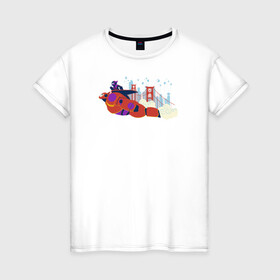 Женская футболка хлопок с принтом Baymax and Hiro в Санкт-Петербурге, 100% хлопок | прямой крой, круглый вырез горловины, длина до линии бедер, слегка спущенное плечо | baymax | big hero 6 | disney | vdkimel | бэймакс | город героев 6 | дисней