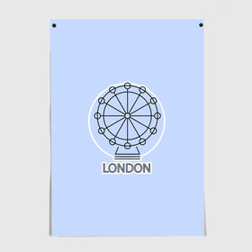Постер с принтом Лондон London Eye в Санкт-Петербурге, 100% бумага
 | бумага, плотность 150 мг. Матовая, но за счет высокого коэффициента гладкости имеет небольшой блеск и дает на свету блики, но в отличии от глянцевой бумаги не покрыта лаком | Тематика изображения на принте: blue circle | england | english | europe | eye | gb | icon | london | travel | uk | vacation | англия | аттракцион | великобритания | европа | иконка | колесо обозрения | лондон | лондонский глаз | надпись | отпуск | поездка | путешествие |
