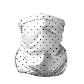 Бандана-труба 3D с принтом Сердечки черные на белом в Санкт-Петербурге, 100% полиэстер, ткань с особыми свойствами — Activecool | плотность 150‒180 г/м2; хорошо тянется, но сохраняет форму | heart pattern | hearts | polka dot hearts | сердечки | сердечки в стиле горошек | сердечки горошек | сердечки узорчик | сердце | сердце узор | узор горошек