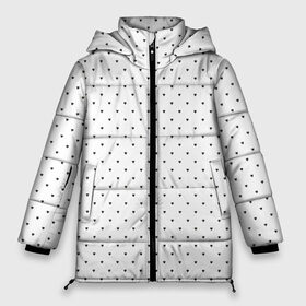 Женская зимняя куртка 3D с принтом Сердечки черные на белом в Санкт-Петербурге, верх — 100% полиэстер; подкладка — 100% полиэстер; утеплитель — 100% полиэстер | длина ниже бедра, силуэт Оверсайз. Есть воротник-стойка, отстегивающийся капюшон и ветрозащитная планка. 

Боковые карманы с листочкой на кнопках и внутренний карман на молнии | heart pattern | hearts | polka dot hearts | сердечки | сердечки в стиле горошек | сердечки горошек | сердечки узорчик | сердце | сердце узор | узор горошек