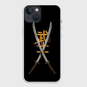 Чехол для iPhone 13 с принтом 2 Katanas в Санкт-Петербурге,  |  | art | chinese character | katanas | swords | арт | катаны | китайский иероглиф | мечи