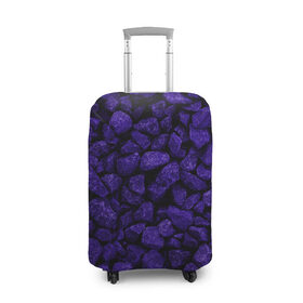Чехол для чемодана 3D с принтом Purple-$tone$ в Санкт-Петербурге, 86% полиэфир, 14% спандекс | двустороннее нанесение принта, прорези для ручек и колес | abstraction | forms | gravel | pebbles | purple | stones | texture | абстракция | галька | гравий | камни | текстура | фиолетовый | формы